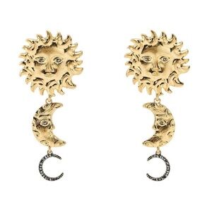 Zara Sun and Moon Earrings in Gold Tone